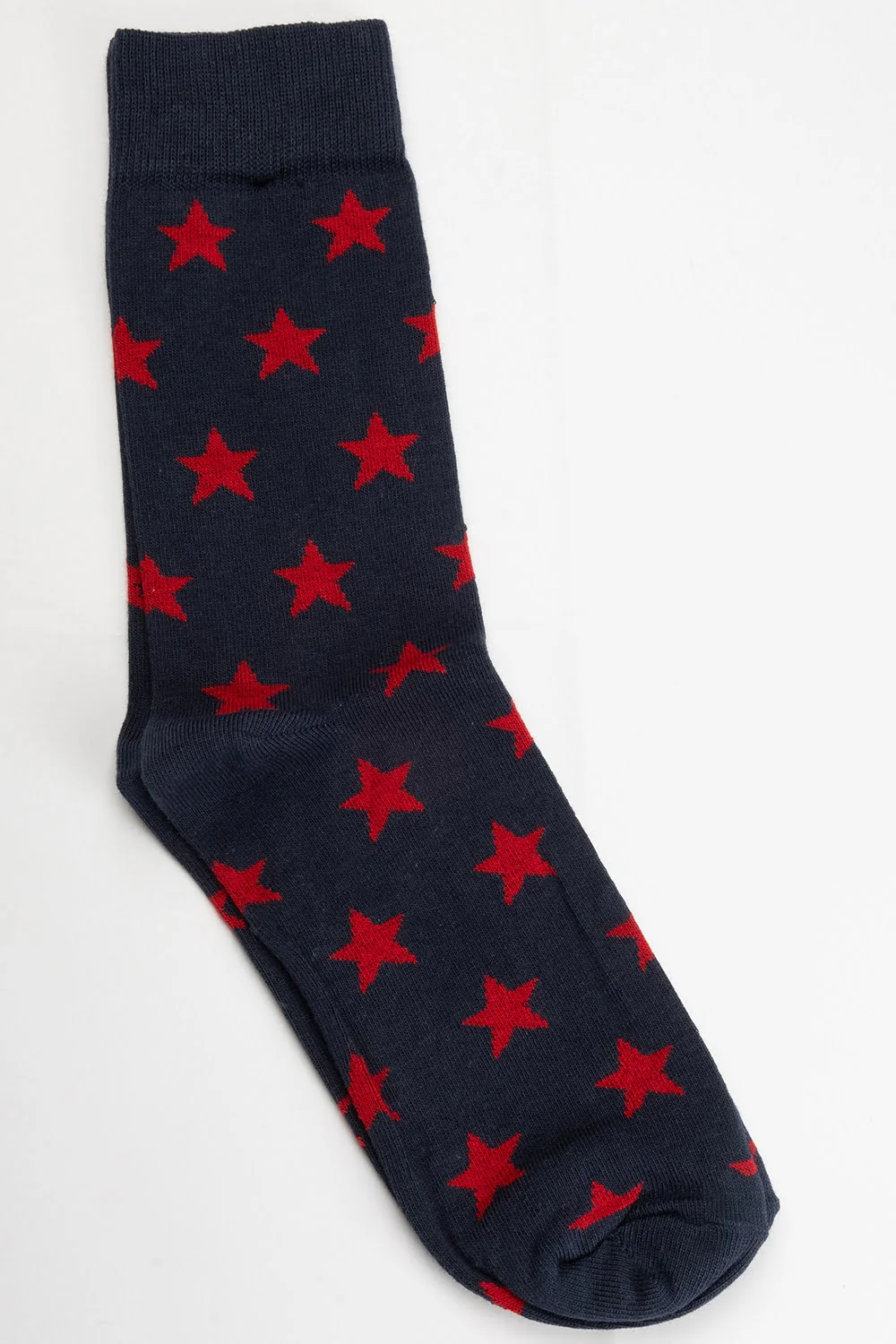 Calcetín Marino Estrellas Rojas