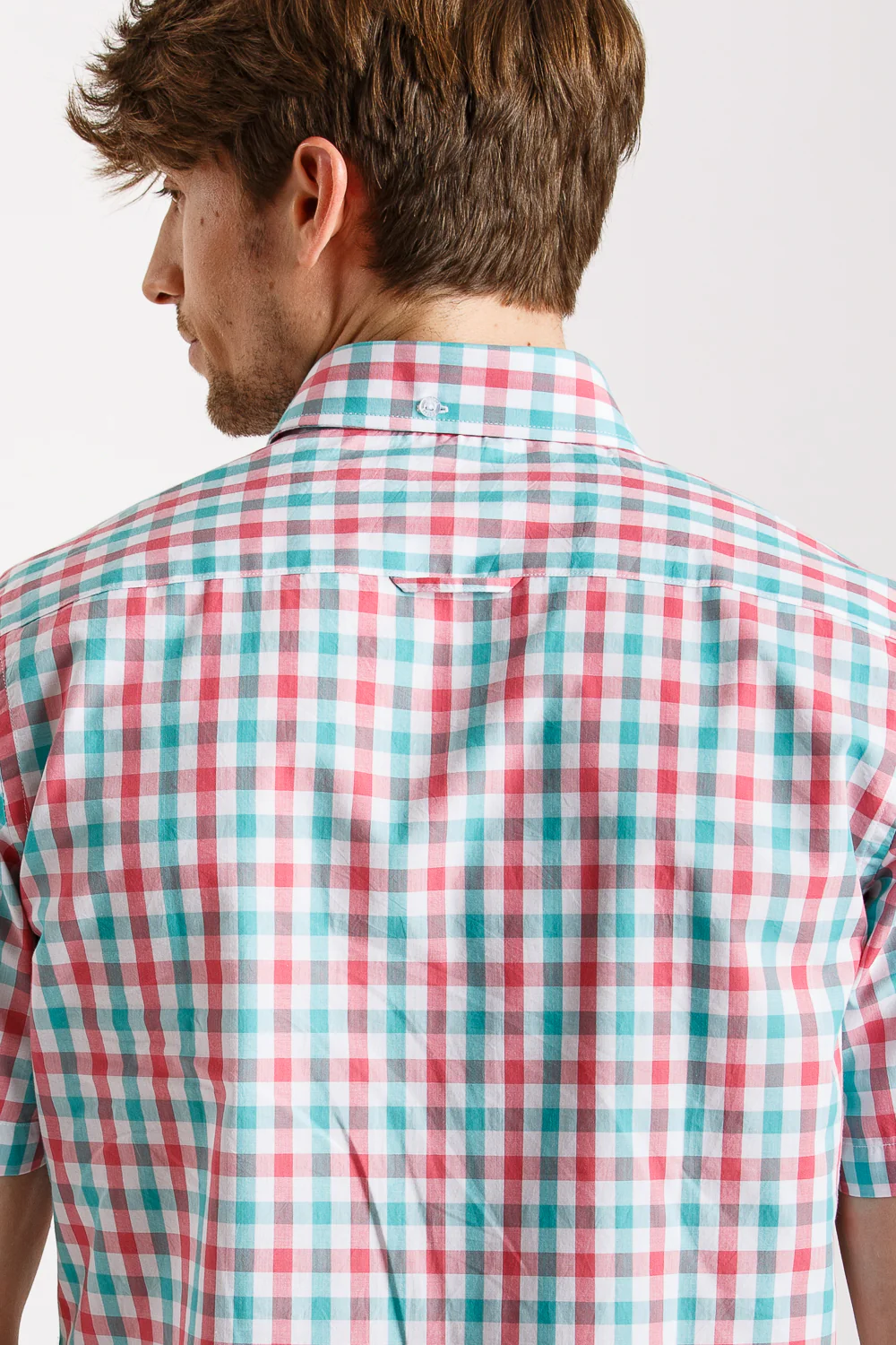 Camisa Manga Corta Cuadro Agua Y Rosas - Image 10