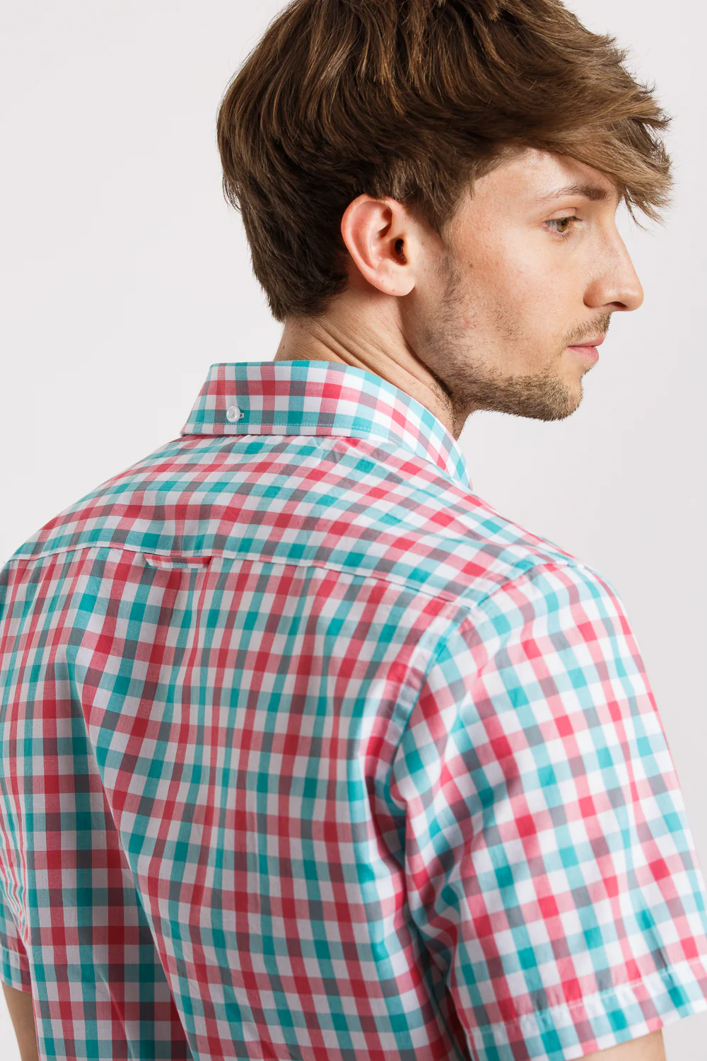 Camisa Manga Corta Cuadro Agua Y Rosas - Image 11