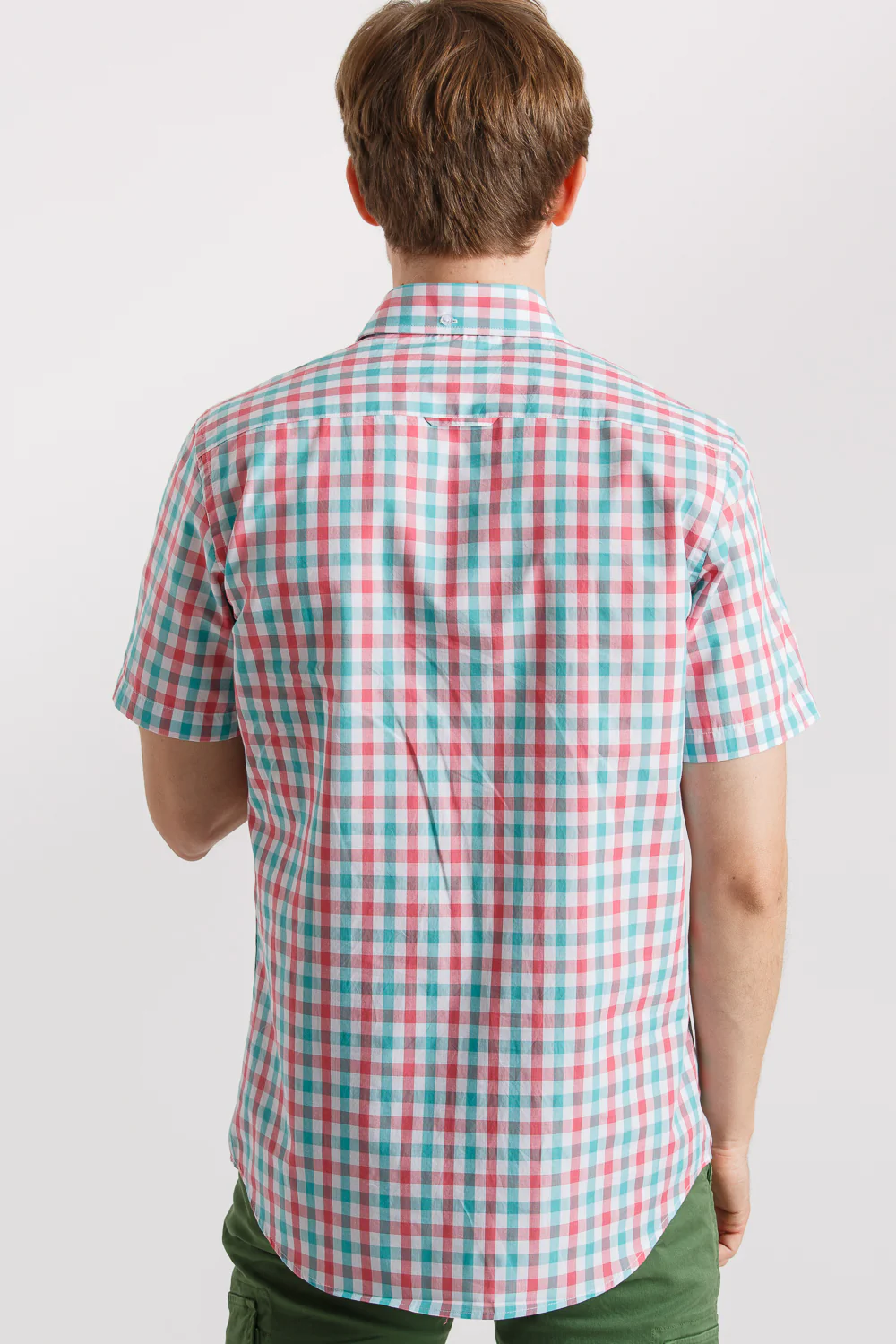 Camisa Manga Corta Cuadro Agua Y Rosas - Image 9