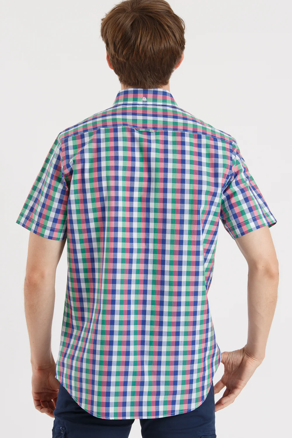 Camisa Manga Corta Cuadros Azul, Verde Y Rosa - Image 7