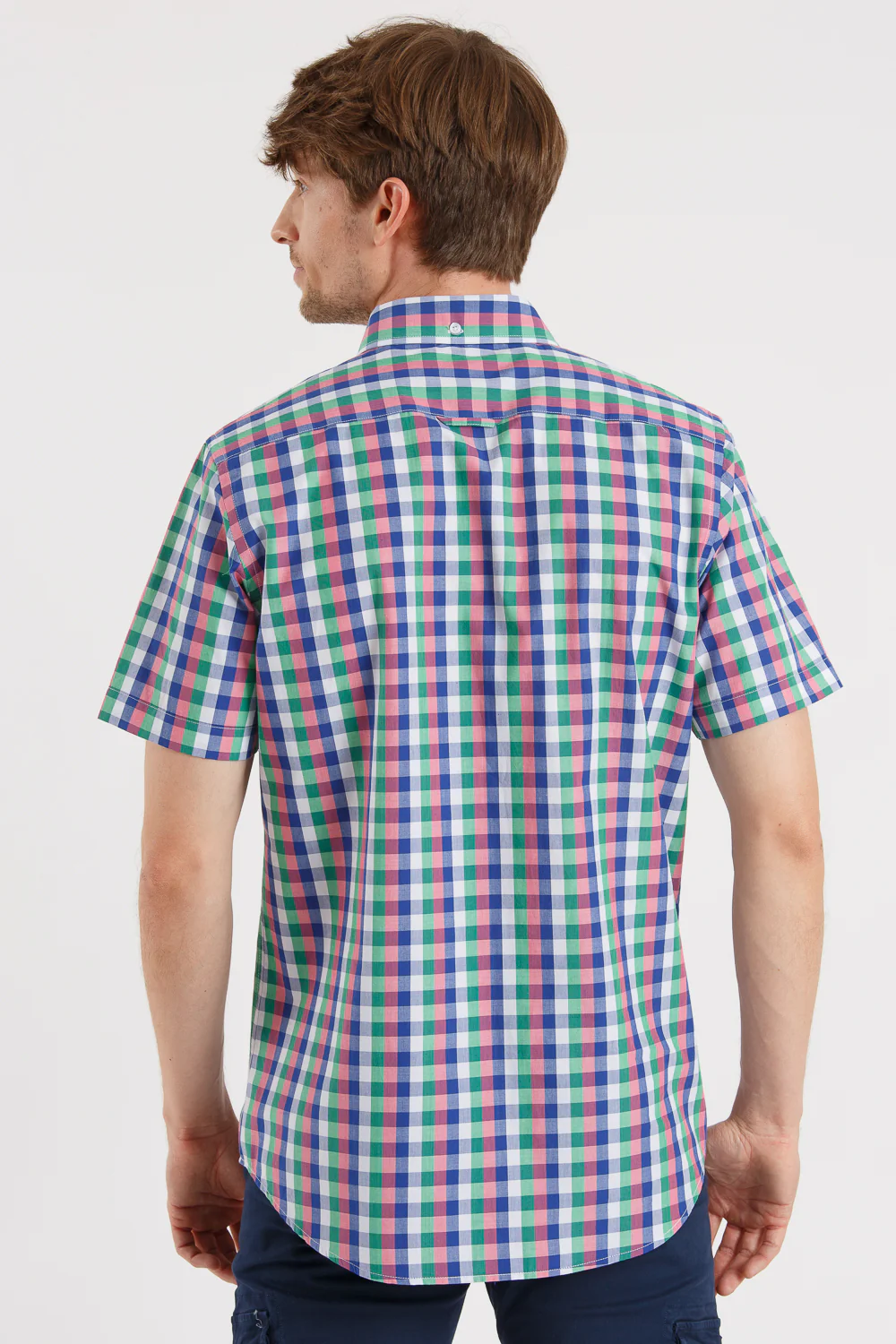 Camisa Manga Corta Cuadros Azul, Verde Y Rosa - Image 8