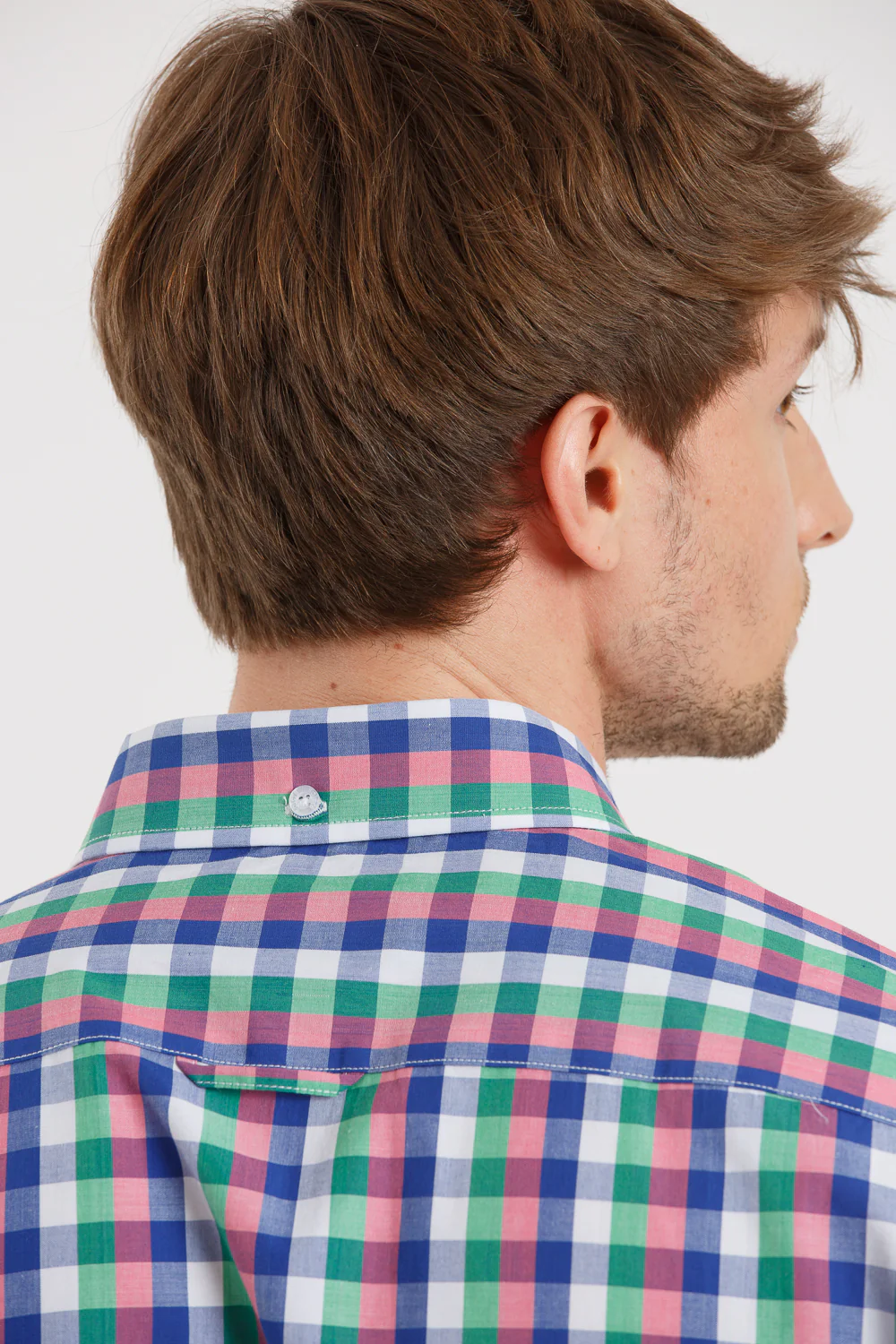 Camisa Manga Corta Cuadros Azul, Verde Y Rosa - Image 9