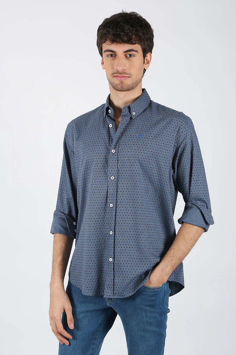 Camisa Azul Topos