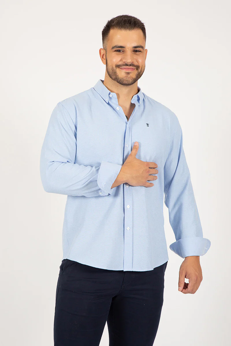 Camisa  oxford celeste