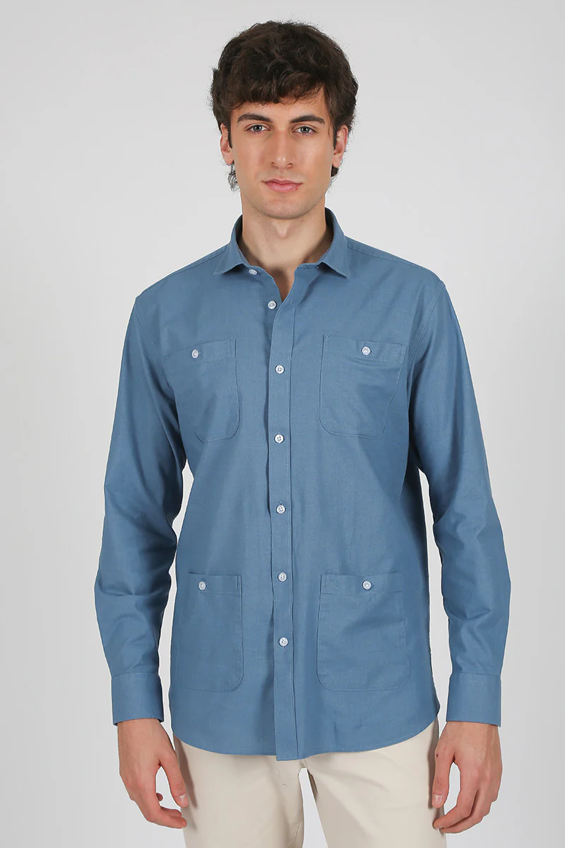 Camisa lino  Azul