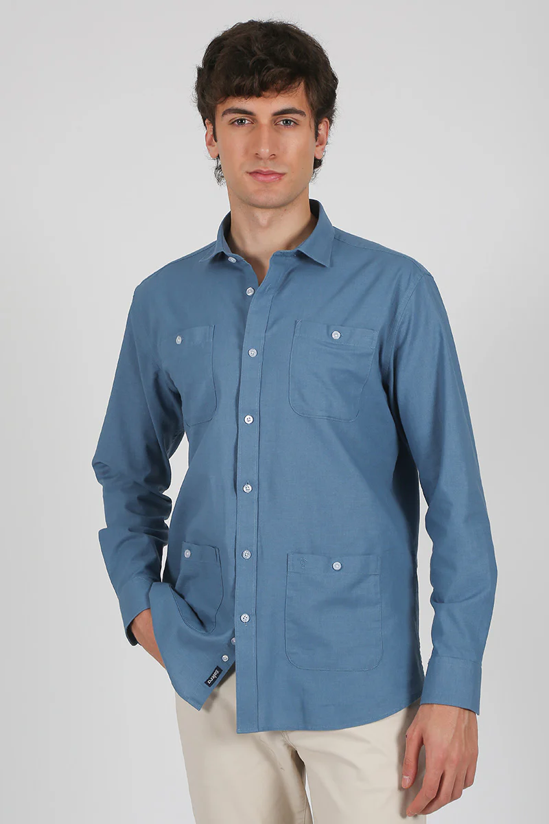 Camisa lino  Azul - Image 2