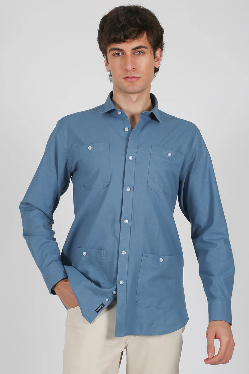 Camisa lino  Azul - Image 4