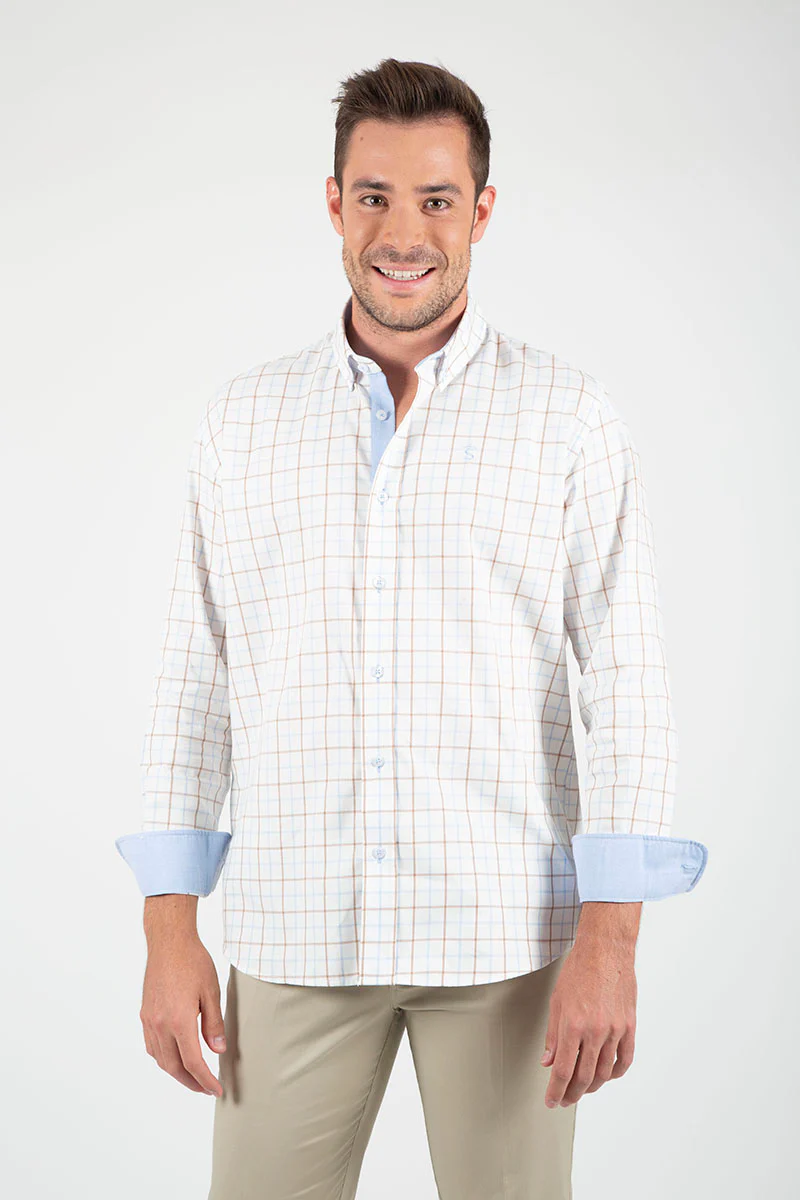 Camisa cuadros Beige - Image 3