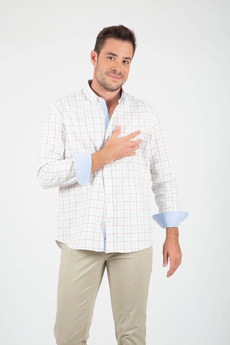 Camisa cuadros Beige - Image 5