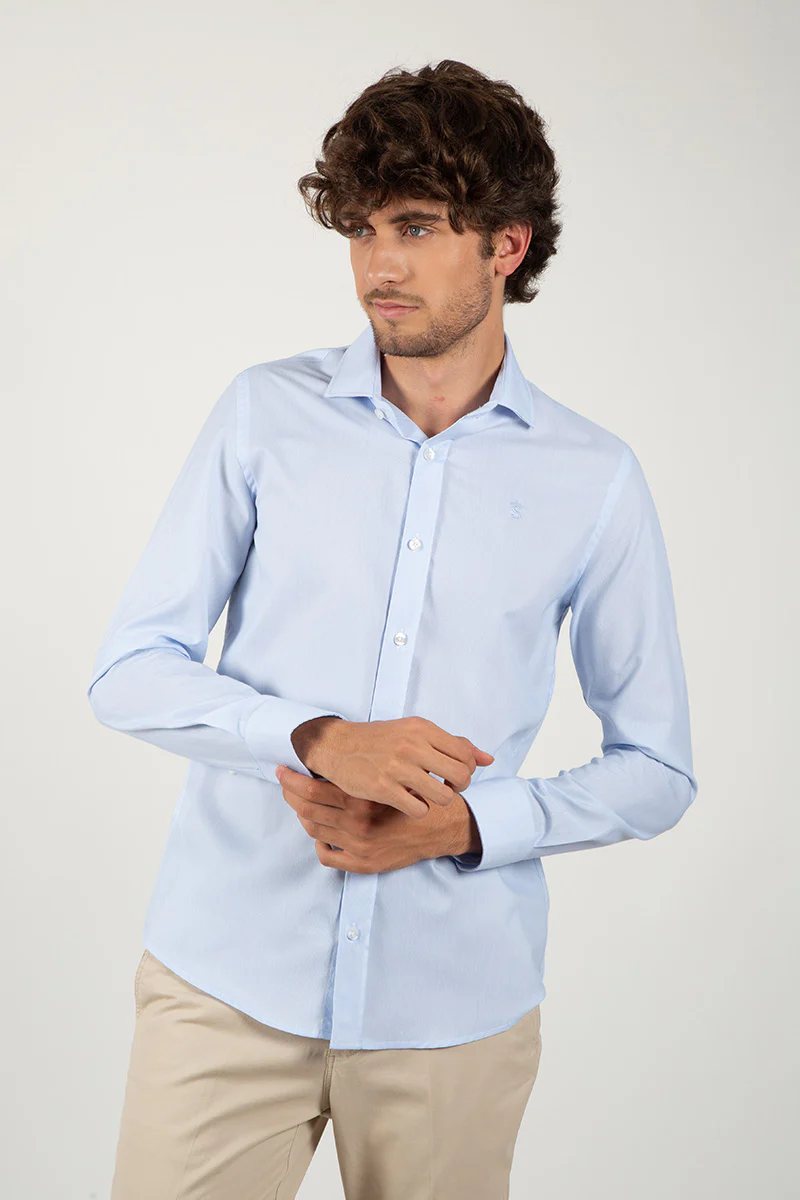 Camisa Cuello Italiano Celeste - Image 3