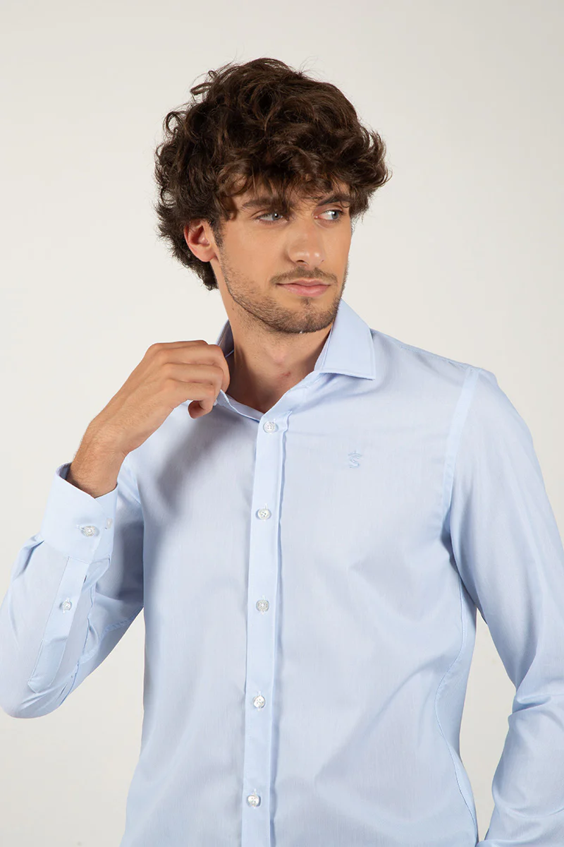 Camisa Cuello Italiano Celeste - Image 4