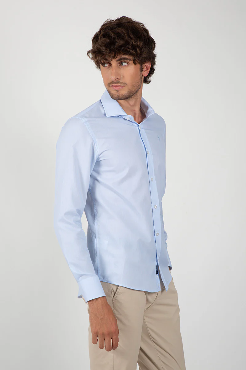 Camisa Cuello Italiano Celeste - Image 5