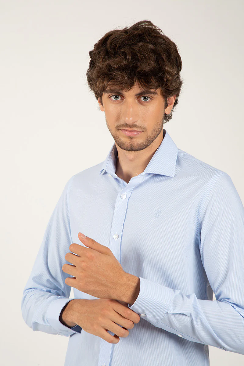 Camisa Cuello Italiano Celeste - Image 3