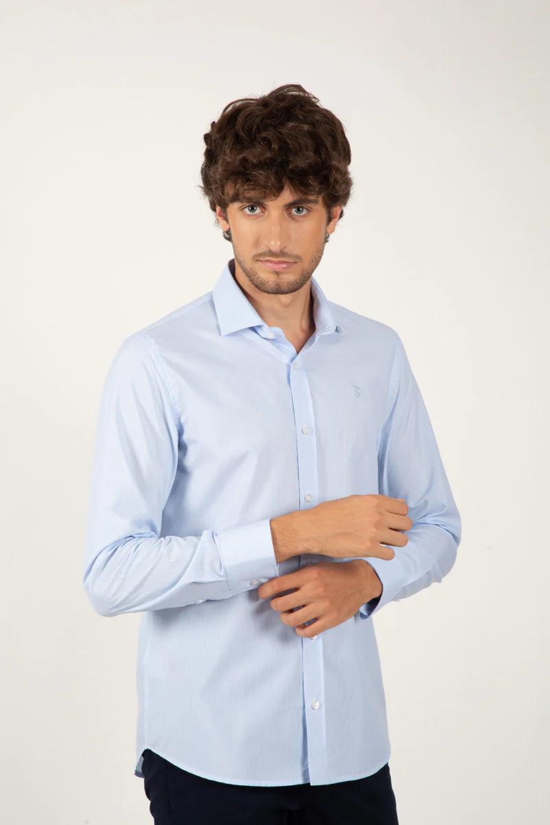 Camisa Cuello Italiano Celeste - Image 4