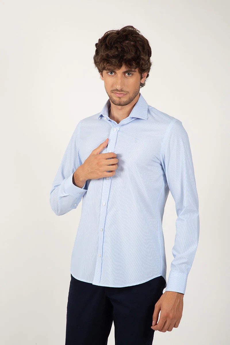 Camisa Cuello Italiano Celeste - Image 5