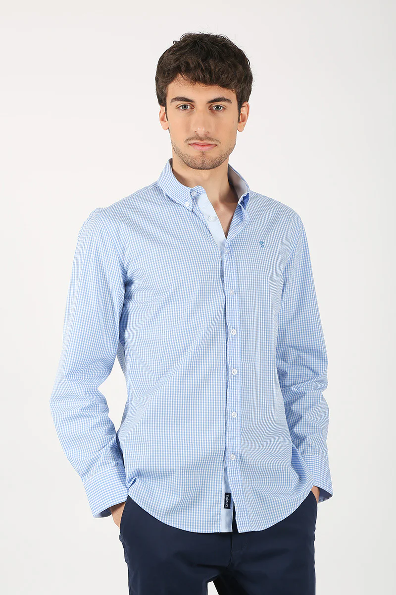 Camisa Cuadro Vichi Celeste
