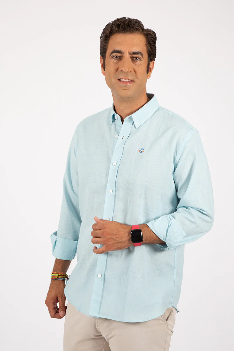 Camisa Lino Celeste