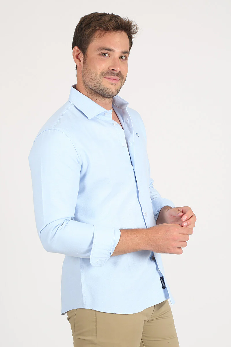 Camisa Celeste Cuello Italiano - Image 5