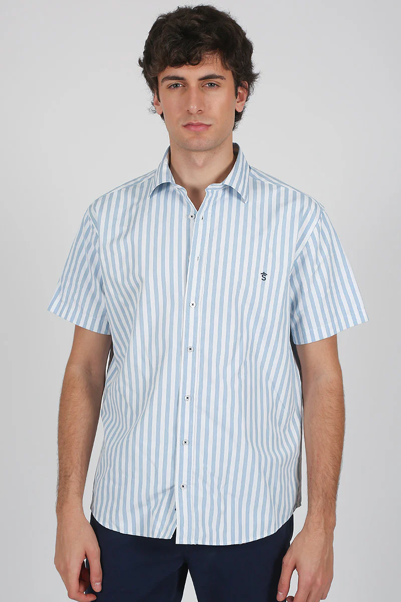 Camisa rayas Celeste manga corta - Image 3