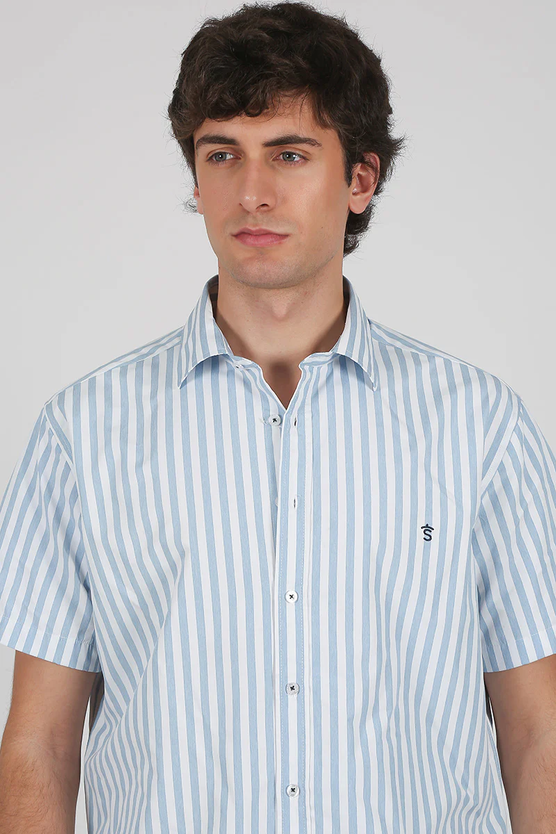Camisa rayas Celeste manga corta - Image 4