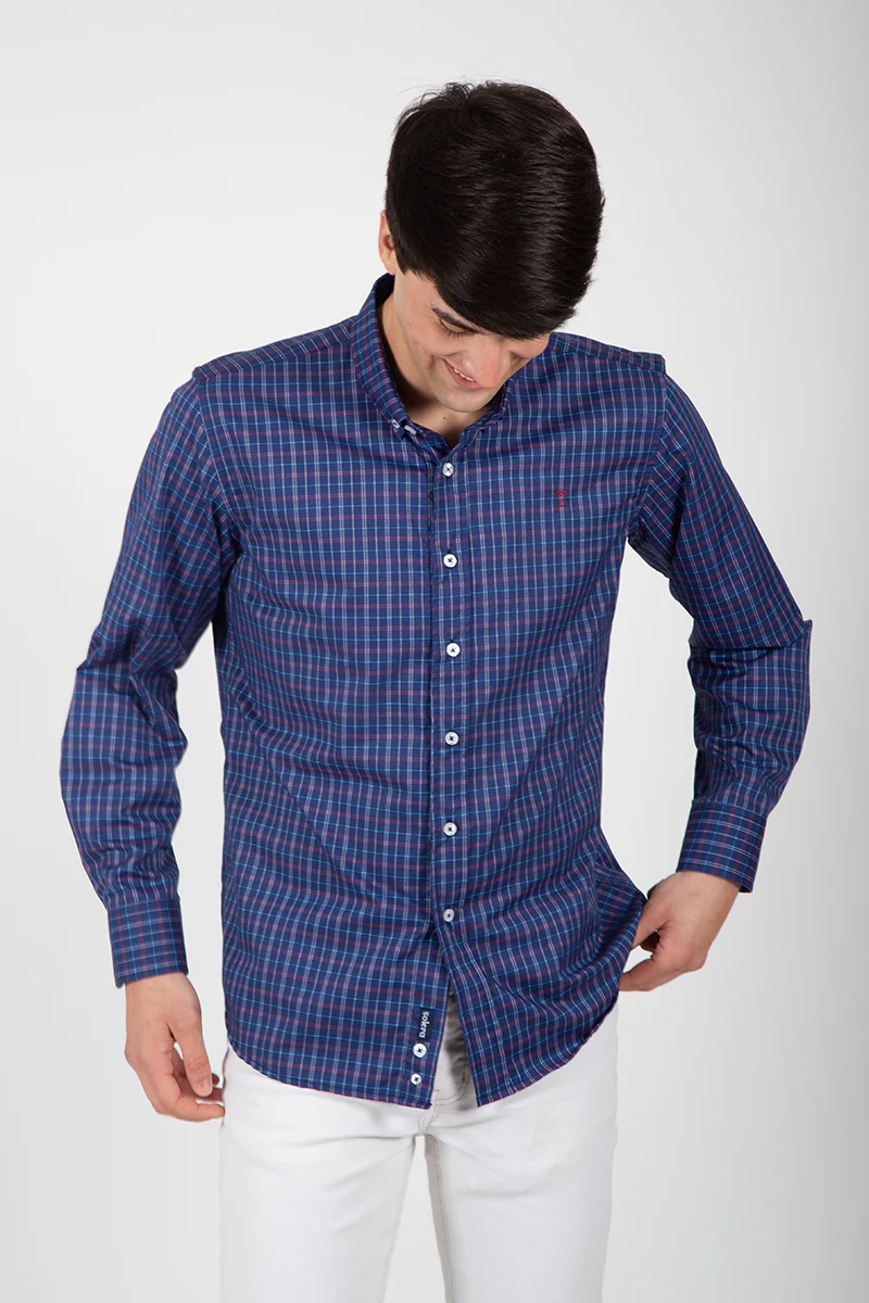 Camisa Marino con Cuadro Rojo - Image 2