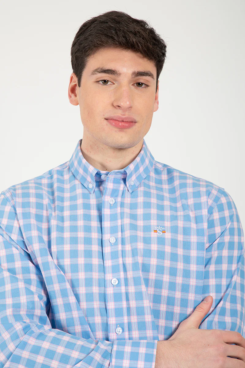 Camisa celeste cuadro rosa - Image 3