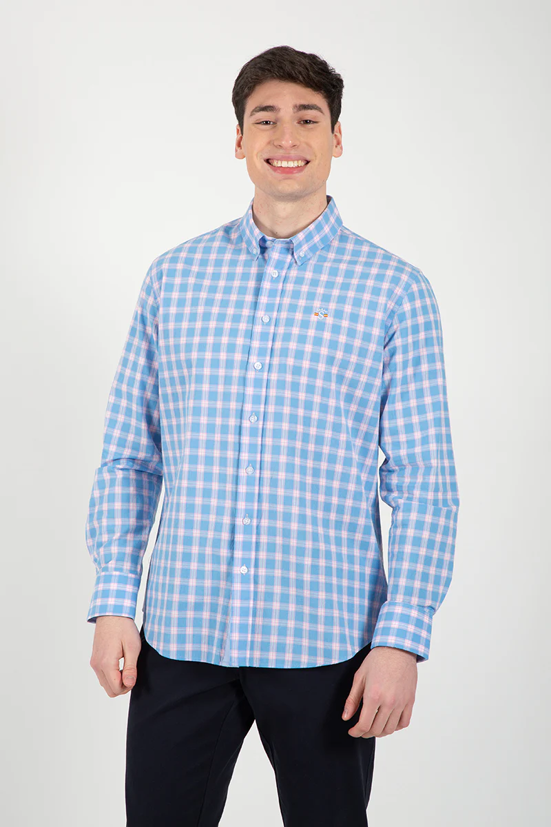 Camisa celeste cuadro rosa - Image 5