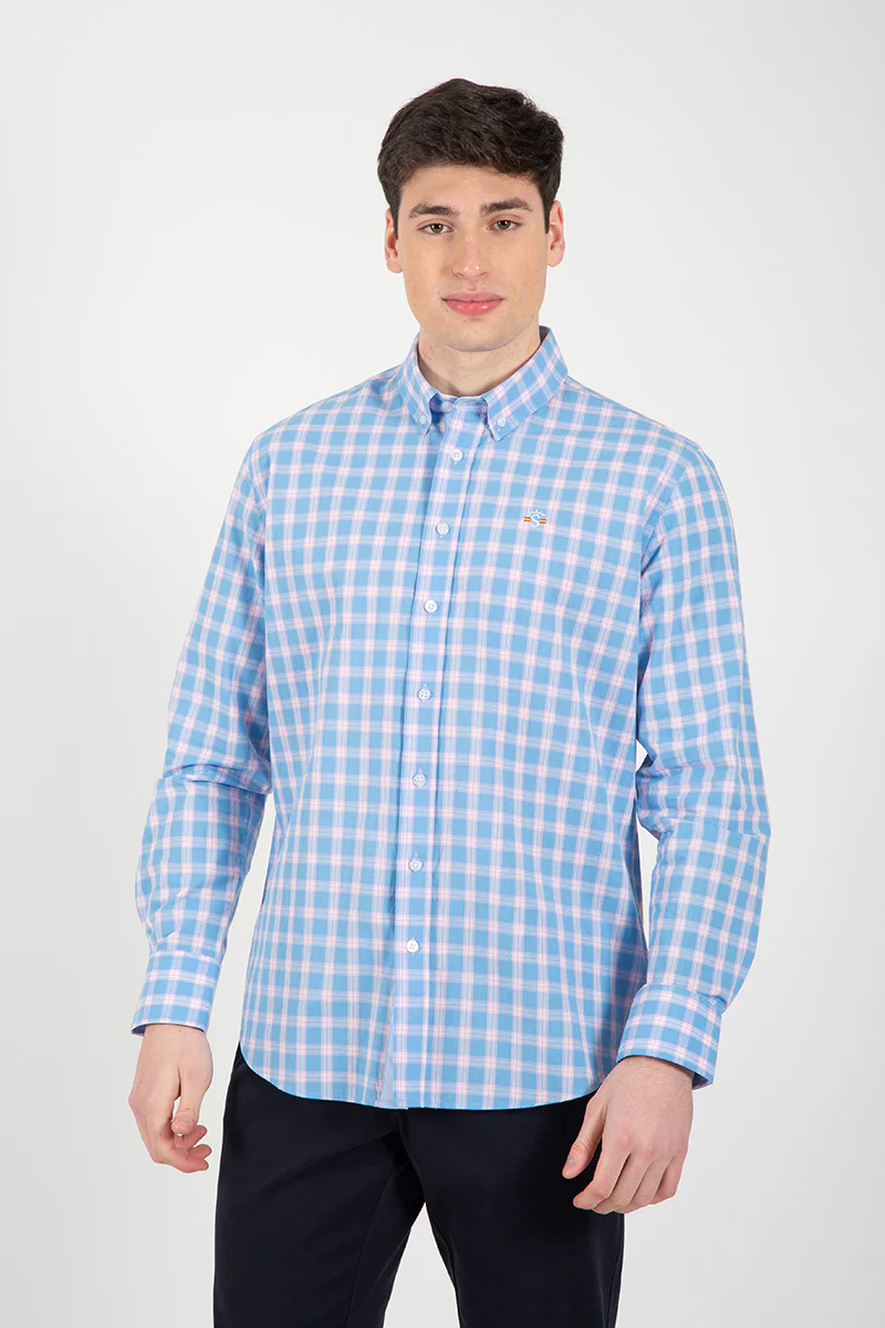 Camisa celeste cuadro rosa - Image 6