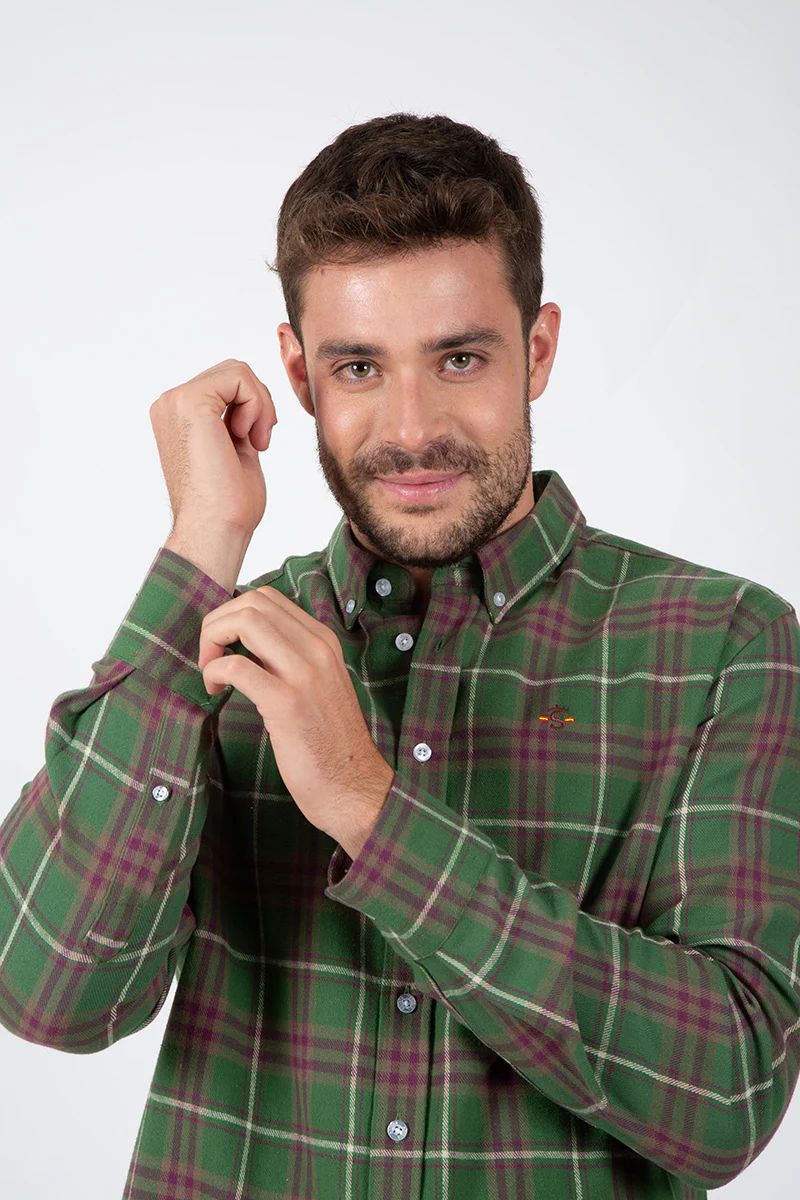 Camisa Cuadros Kaki Con Granate - Image 2