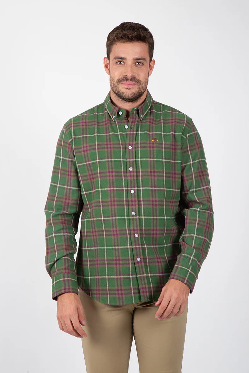Camisa Cuadros Kaki Con Granate - Image 5