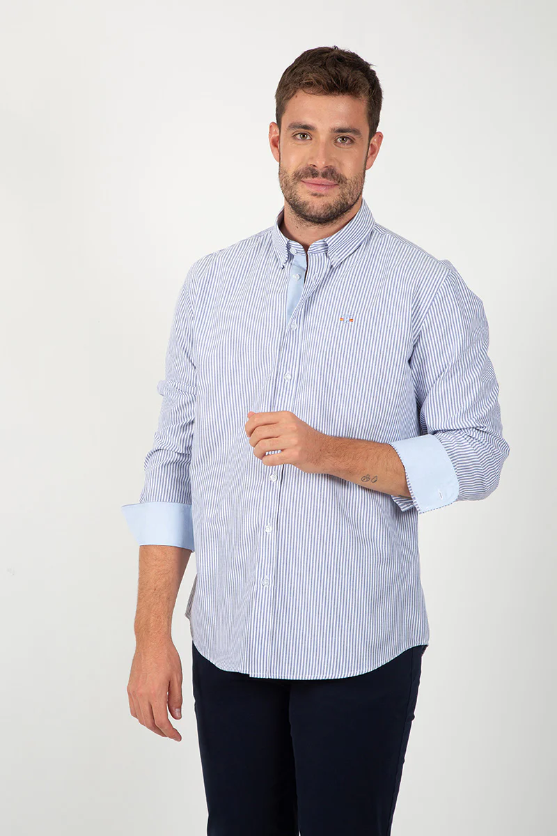 Camisa Oxford Rayas Azul y Blanco - Image 5