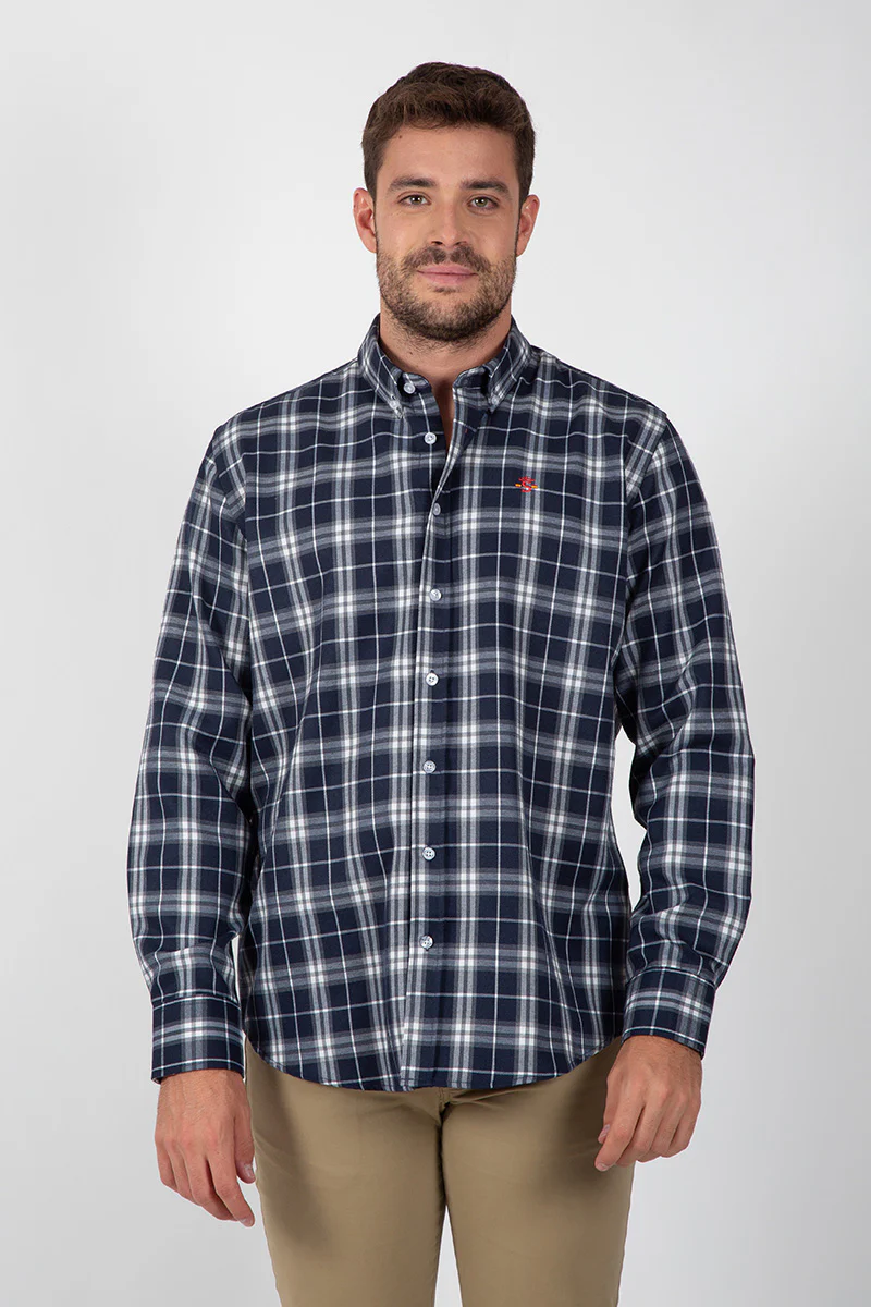 Camisa Cuadros Marino con Tonos Grises - Image 5