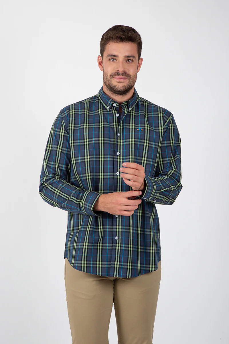 Camisa Azul con Cuadros Verdes - Image 5