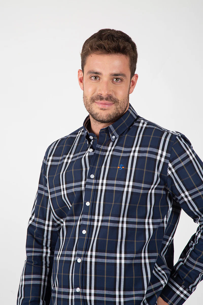 Camisa Marino con Tonos Blancos y Grises - Image 4