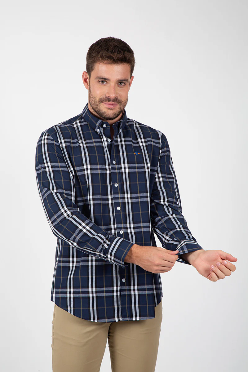 Camisa Marino con Tonos Blancos y Grises - Image 5