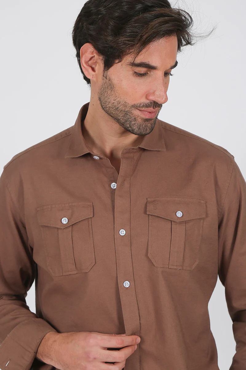 Camisa lino Marrón - Image 2
