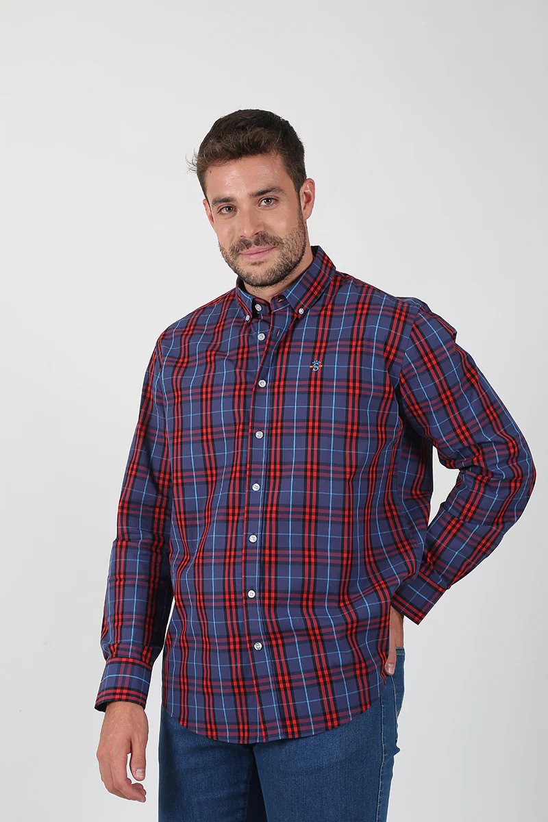 Camisa Cuadros Azul Y Rojo