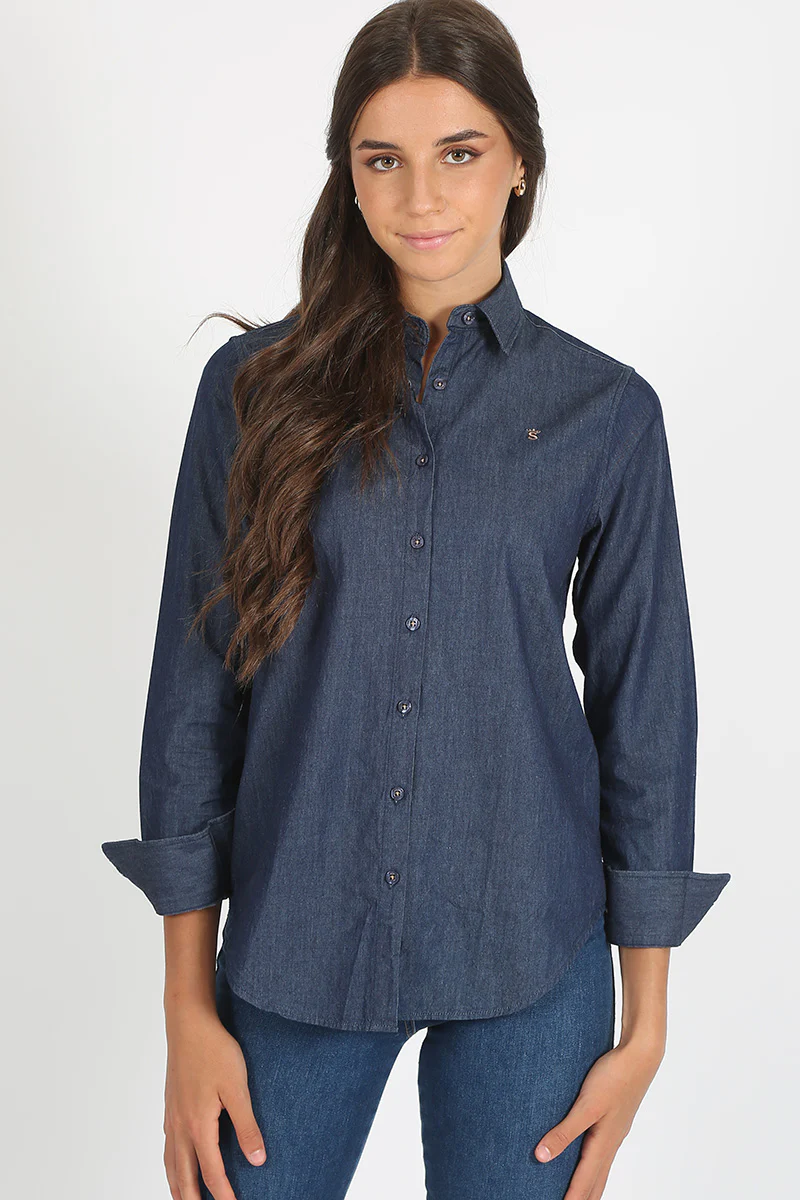 Camisa Suelta Denim Azul