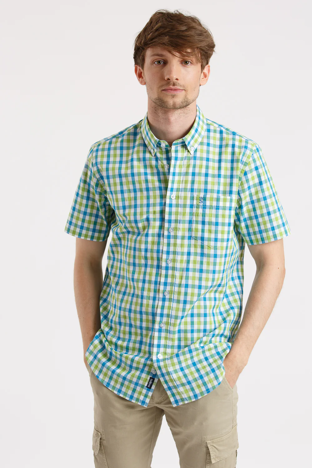 Camisa Verde Cuadros Manga Corta