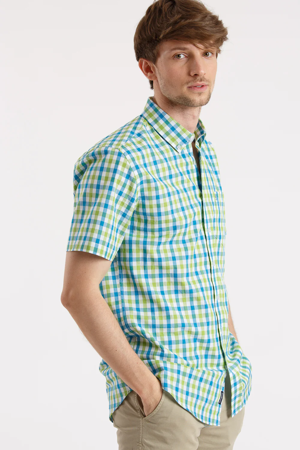 Camisa Verde Cuadros Manga Corta - Image 3