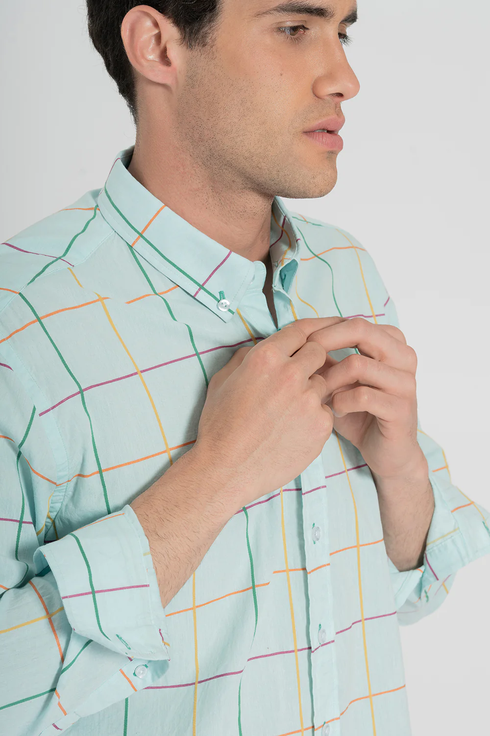 Camisa Cuadros Verde Agua - Image 3
