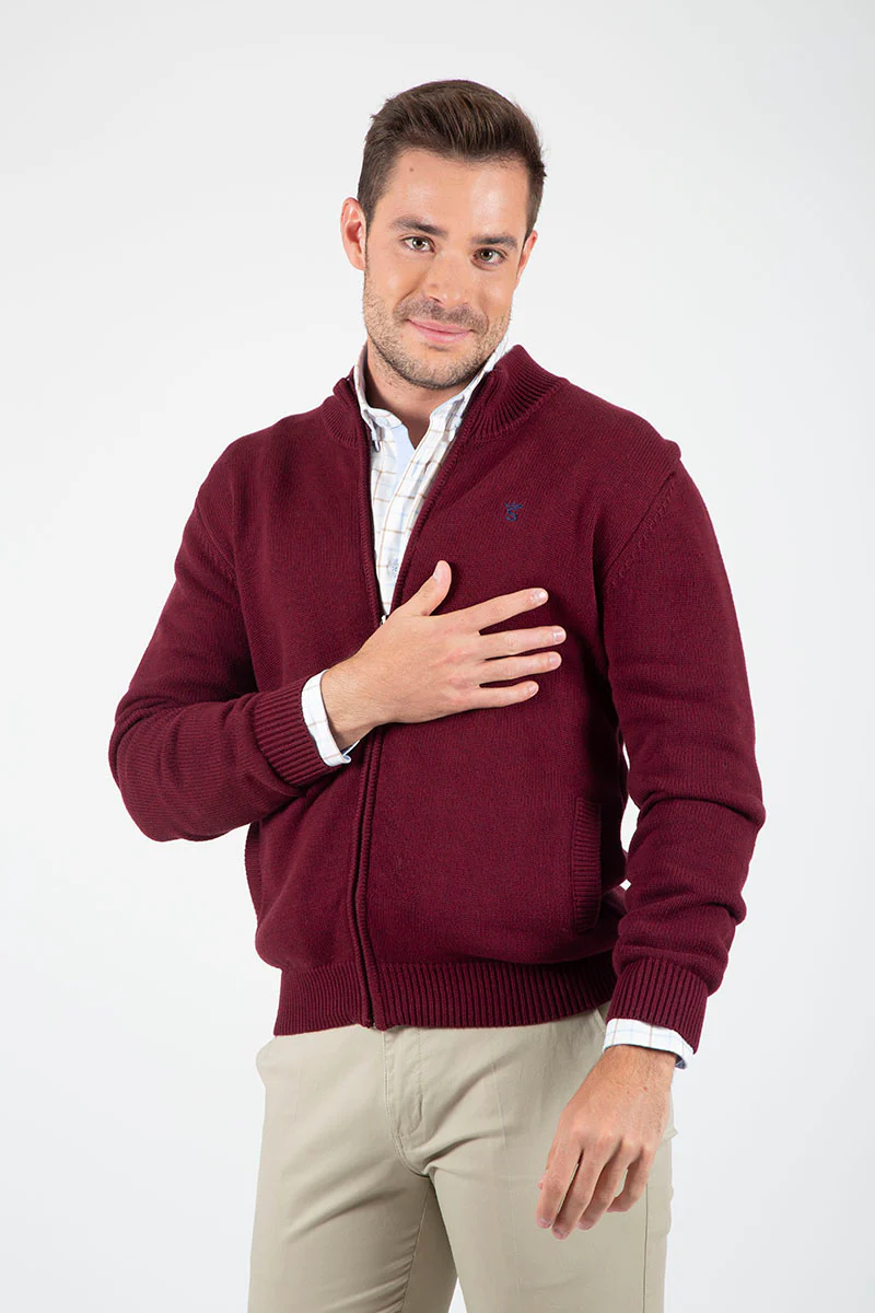 Chaqueta Punto grueso granate
