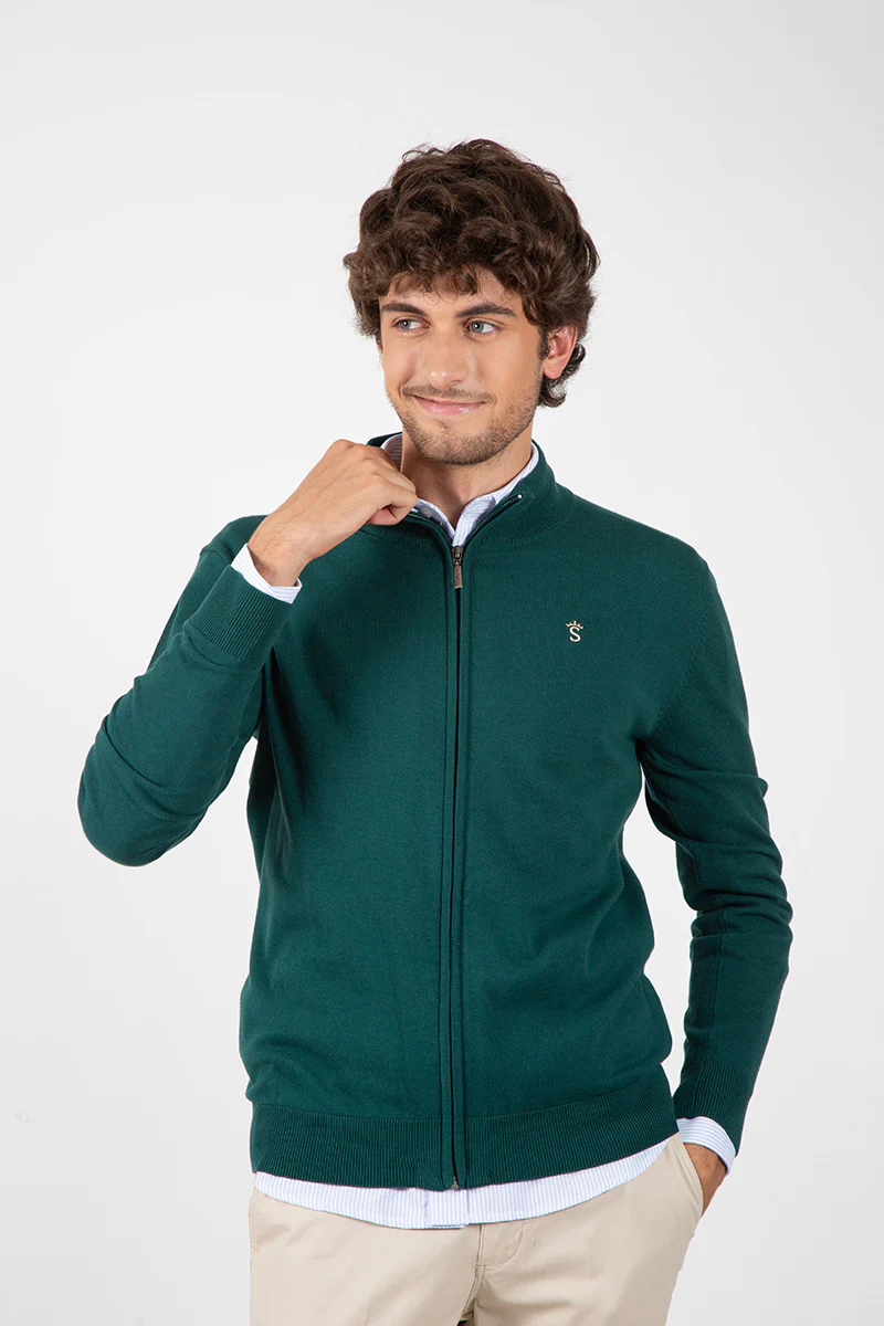 Chaqueta Cremallera Verde Botella - Image 4