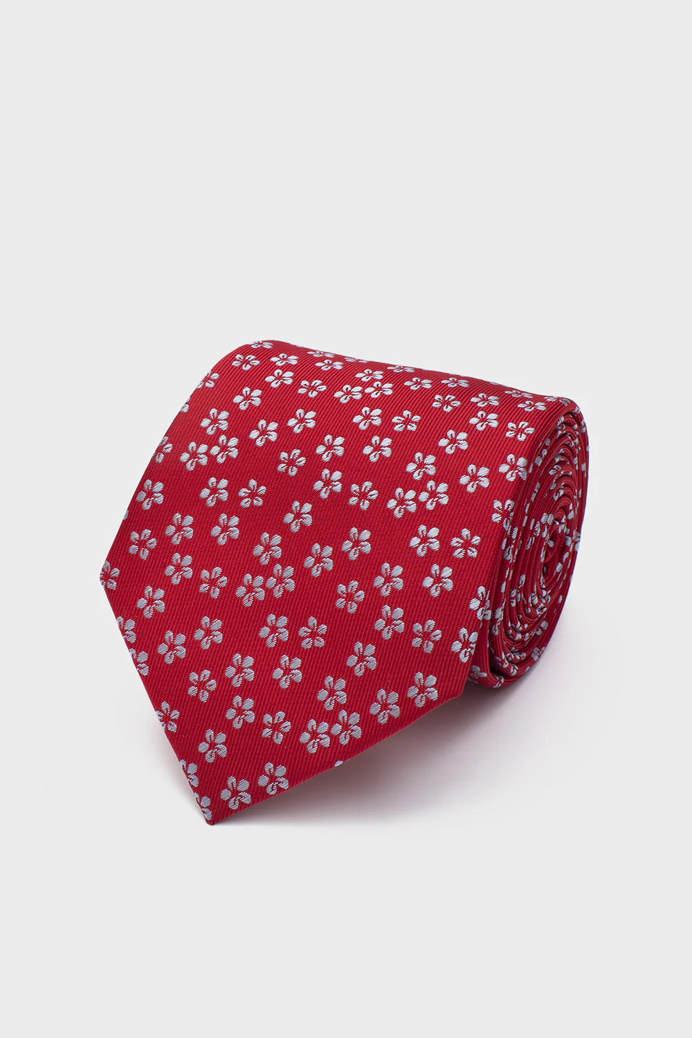Corbata Roja Flor Blanca