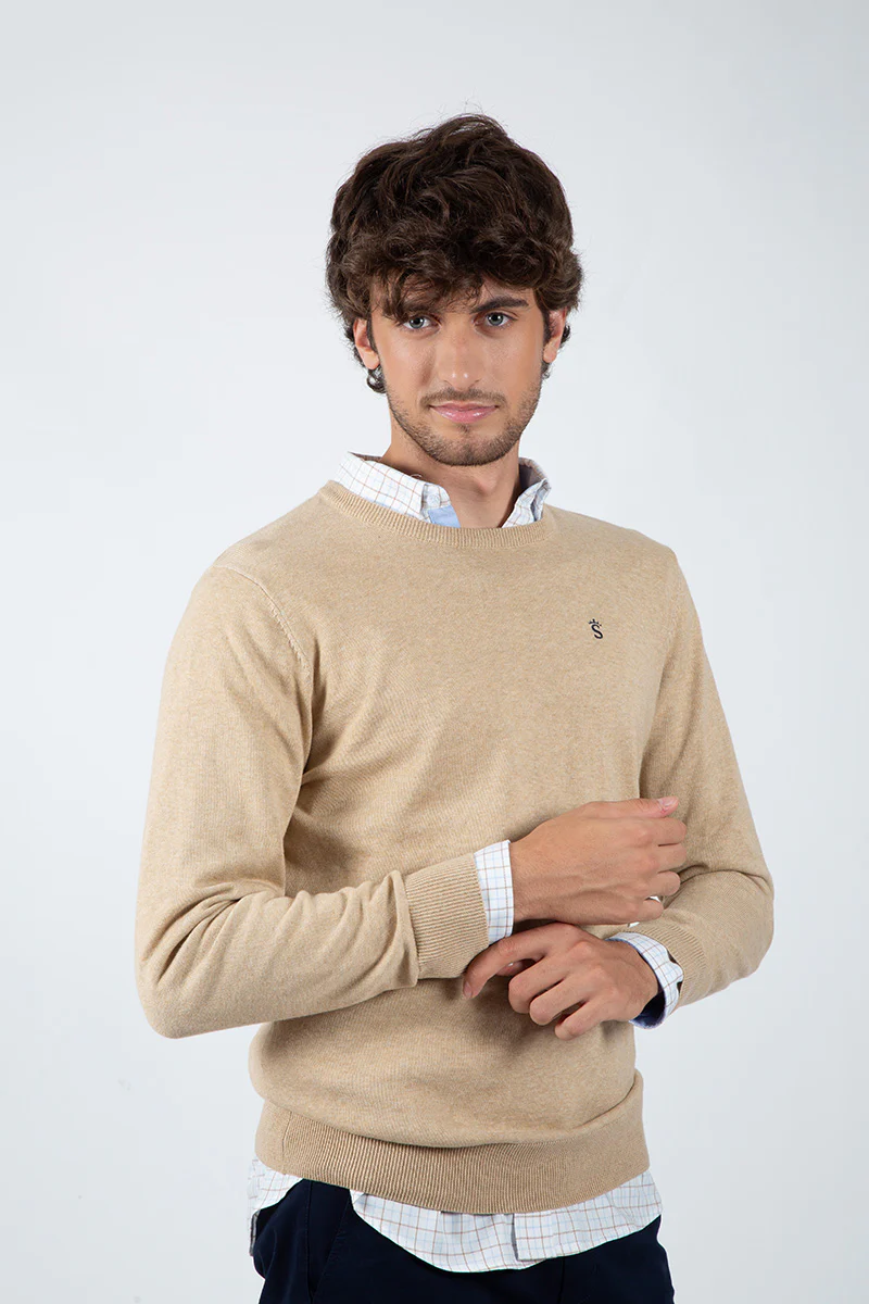 Jersey Cuello Redondo Beige - Image 3