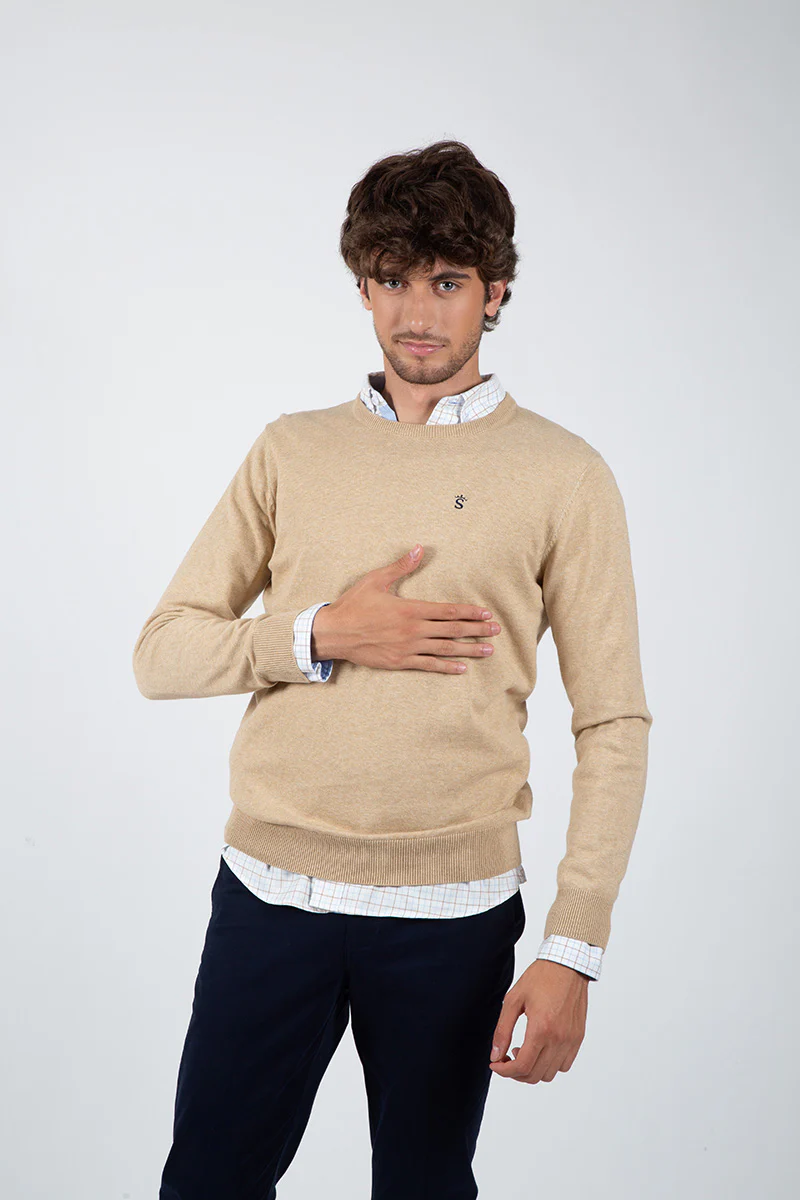 Jersey Cuello Redondo Beige - Image 4