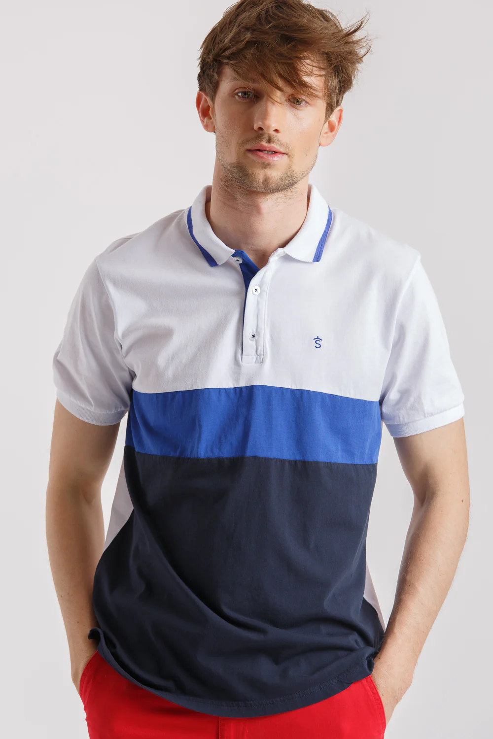 Polo golf Blanco marino azulon