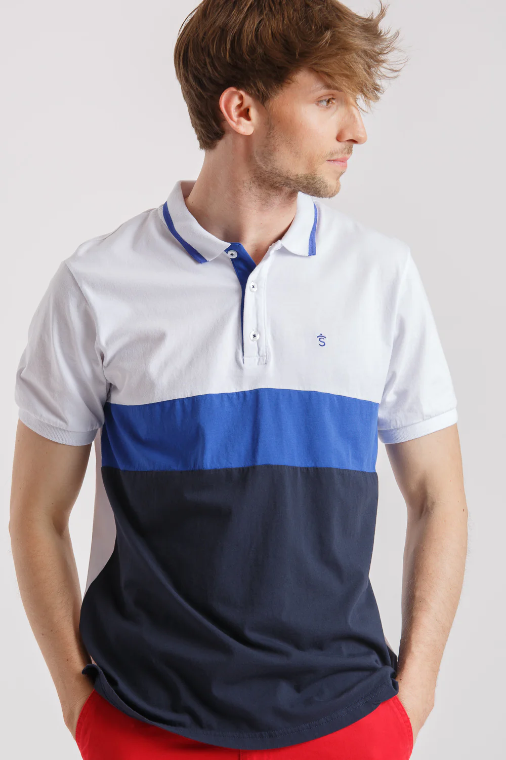 Polo golf Blanco marino azulon - Image 8