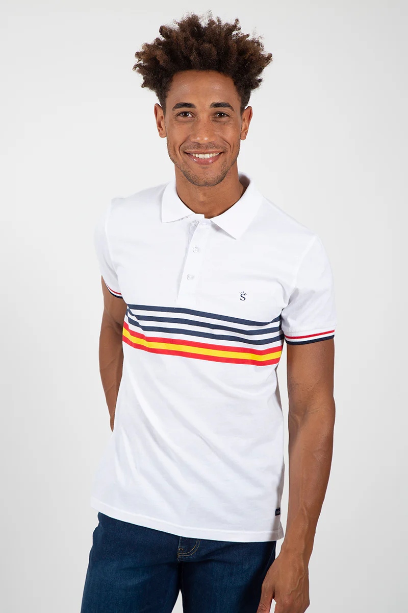 Polo blanco franjas España